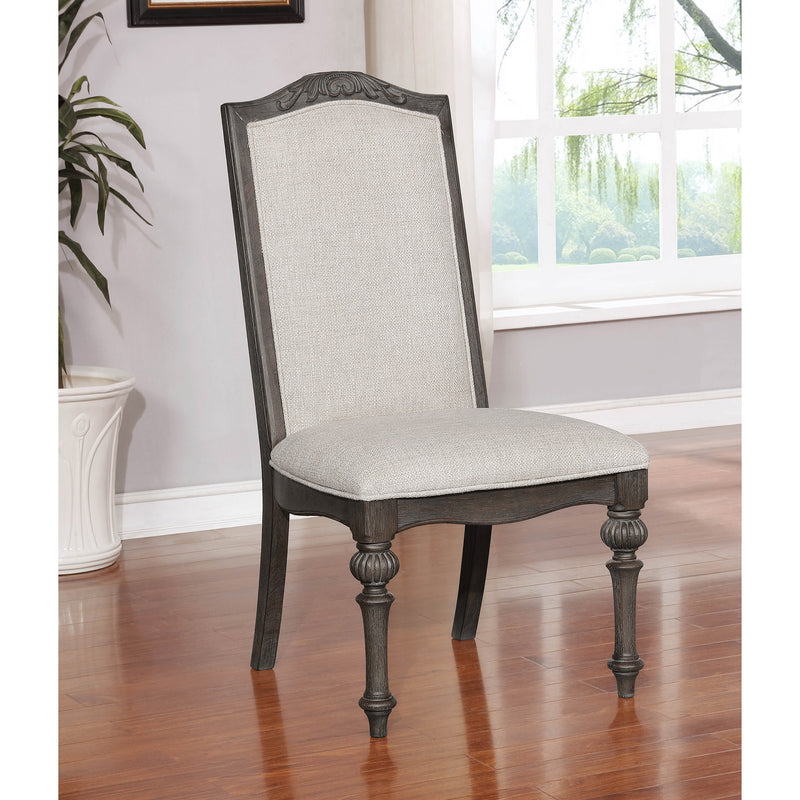 Marellis Transitional Scrolled Wood Inlay Rustic Natural Tone and Ivory Side Chairs (Set of 2)