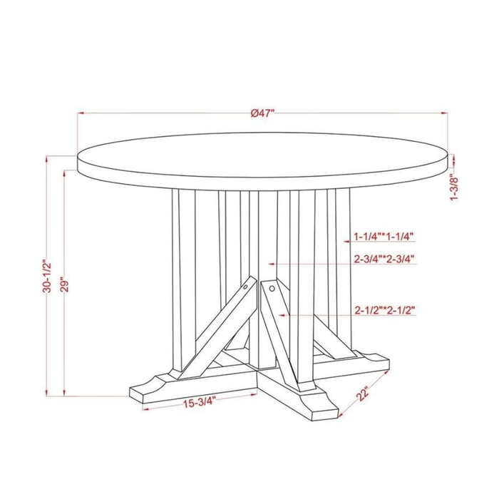 Hersden Rustic Dark Oak and Antique White 47-in Round Dining Table