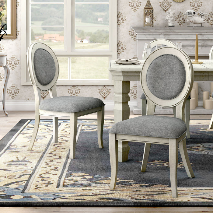 Etheridge Rustic Linen Round Back Dining Chairs (Set of 2)