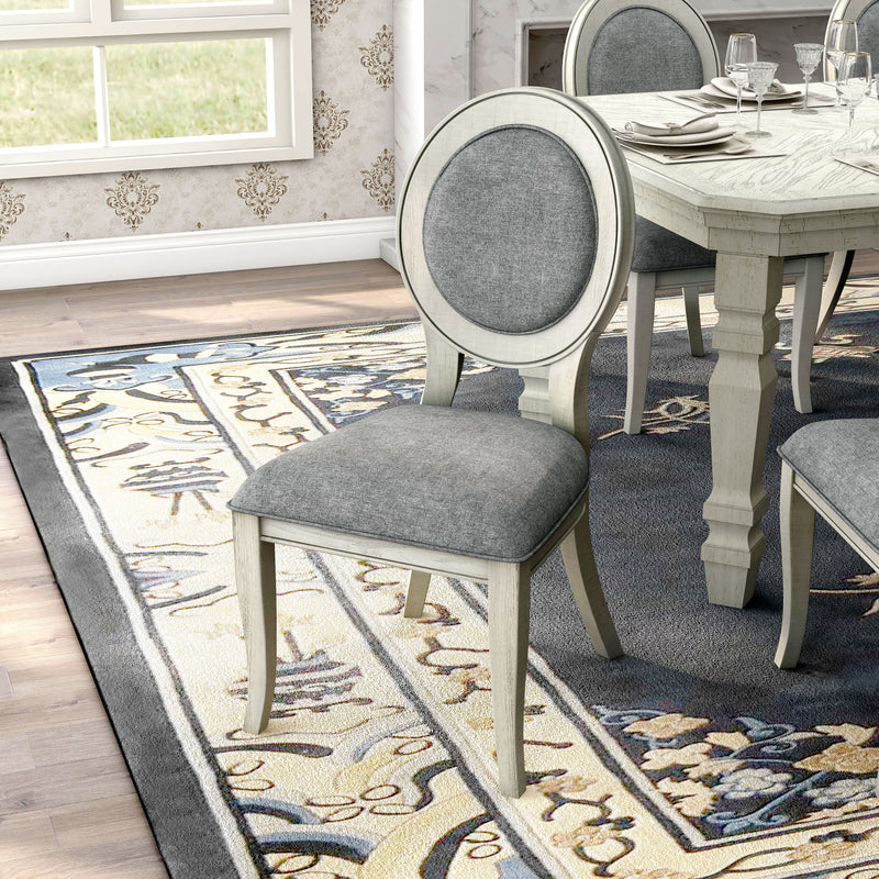 Etheridge Rustic Linen Round Back Dining Chairs (Set of 2)