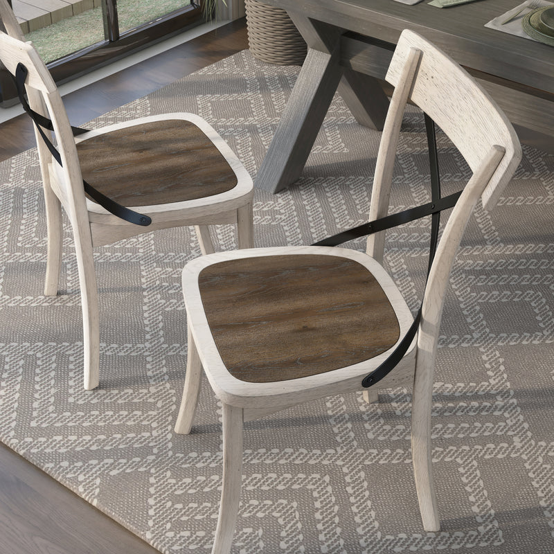 Garrison Dark Walnut & Antique White Farmhouse Dining Chairs, Set of 2