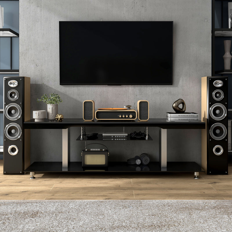 Suri Contemporary 60-inch Bent Glass Black TV Console