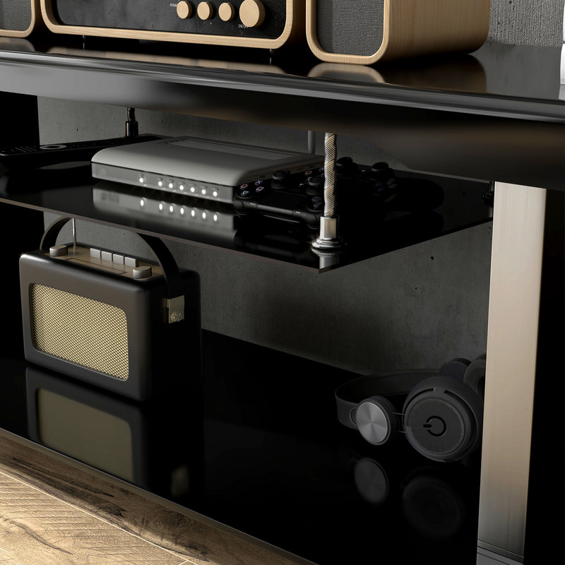 Suri Contemporary 60-inch Bent Glass Black TV Console