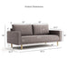 Informational dimensions image of a contemporary charcoal gray and metallic boucle sofa