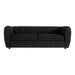 Front facing contemporary black metallic boucle shelter sofa on a white background