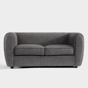 Front facing contemporary charcoal gray metallic boucle shelter loveseat on a white background