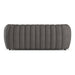 Front facing back view of a contemporary charcoal gray and metallic boucle tufted shelter sofa on a white background