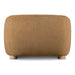 Front facing back view of a contemporary brown chenille sloping tuxedo accent armchair on a white background
