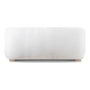 Front facing back view of a contemporary brown chenille sloping tuxedo loveseat on a white background