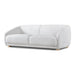 Left facing contemporary white chenille sloping tuxedo sofa on a white background