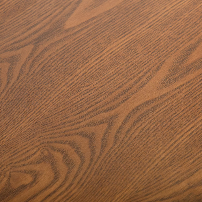 Swatch of the walnut wood grain veneer of a mid-century modern walnut finish two-drawer nightstand