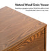 Informational image of the natural wood grain veneer of a mid-century modern walnut finish two-drawer nightstand