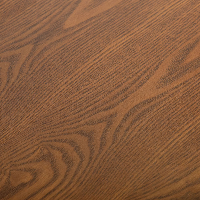 Swatch of the walnut wood grain veneer of a mid-century modern walnut finish queen bed