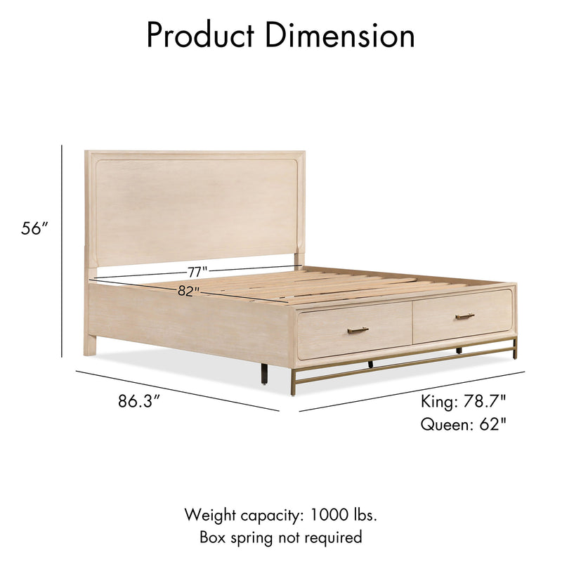 Drayden Transitional Solid Wood Platform Bed Frame with Footboard Drawers