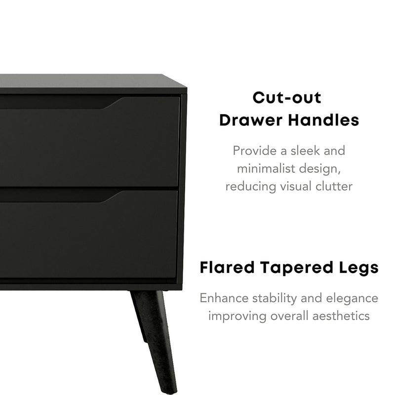 Garro Mid-Century Modern Full Extension 2-Drawer Nightstand