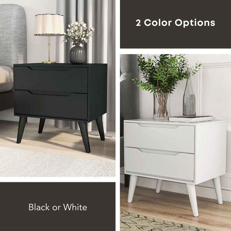 Garro Mid-Century Modern Full Extension 2-Drawer Nightstand