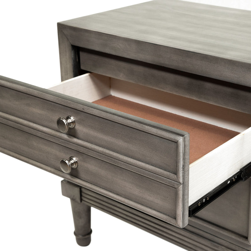 Hax Transitional Grey 2-Drawer Solid Wood Nightstand