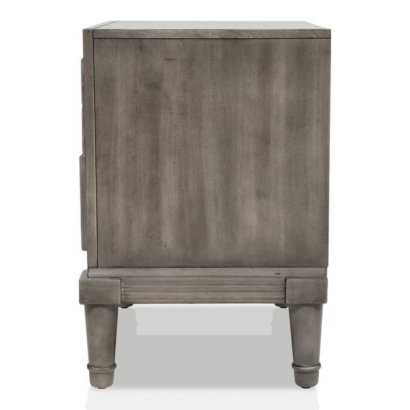 Hax Transitional Grey 2-Drawer Solid Wood Nightstand