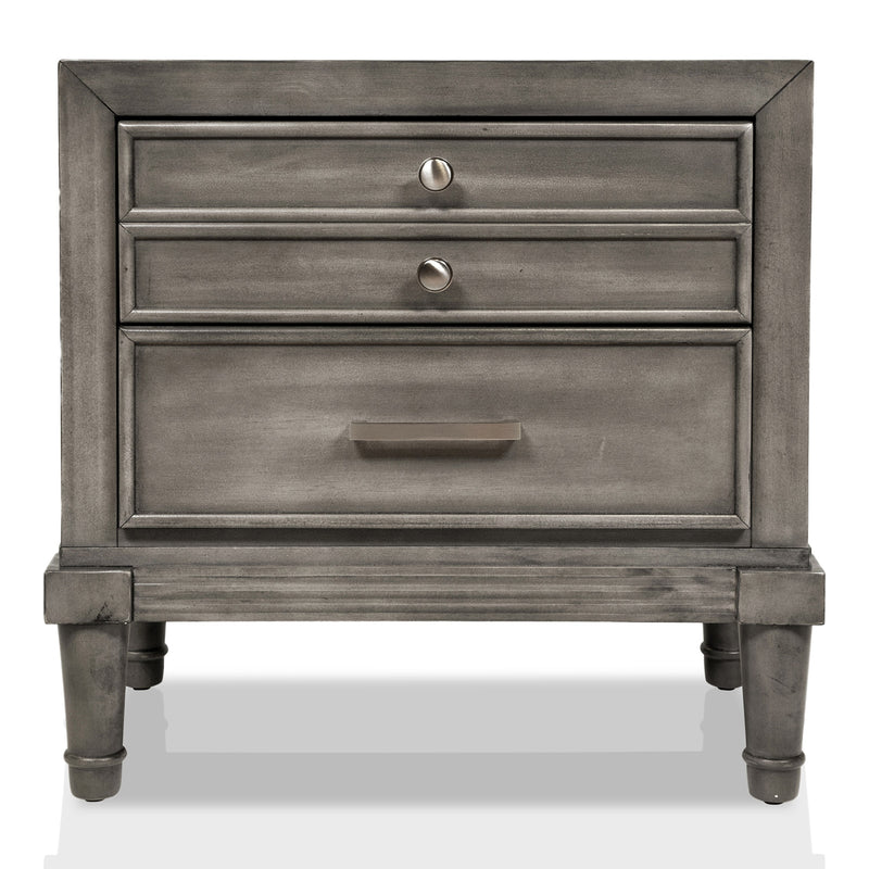 Hax Transitional Grey 2-Drawer Solid Wood Nightstand