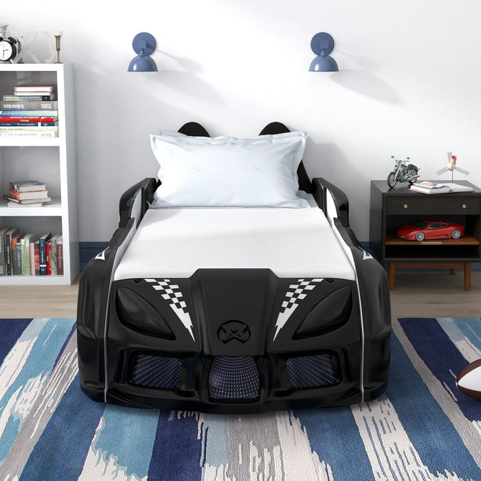 Mistlin Novelty Twin Kids Car Bed with LED Lights