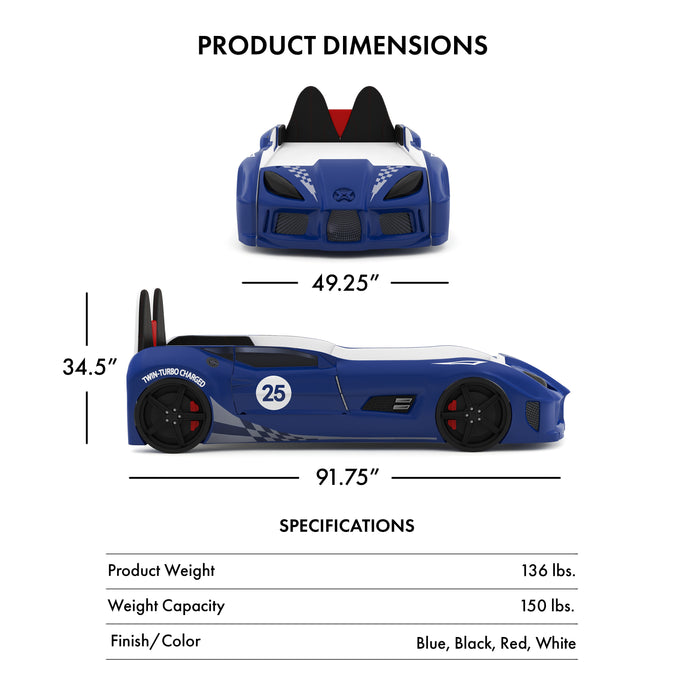 Mistlin Novelty Twin Kids Car Bed with LED Lights