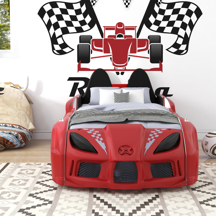 Mistlin Novelty Twin Kids Car Bed with LED Lights