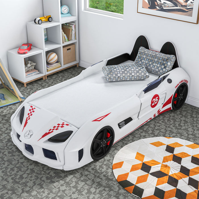 Mistlin Novelty Twin Kids Car Bed with LED Lights