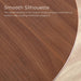 Informational image showing the smooth silhouette of a mid-century modern walnut finish round wood side table with splayed legs