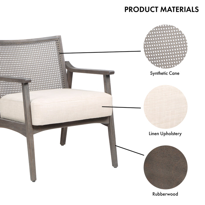 Vancia Mid-Century Modern Faux Cane Armchair