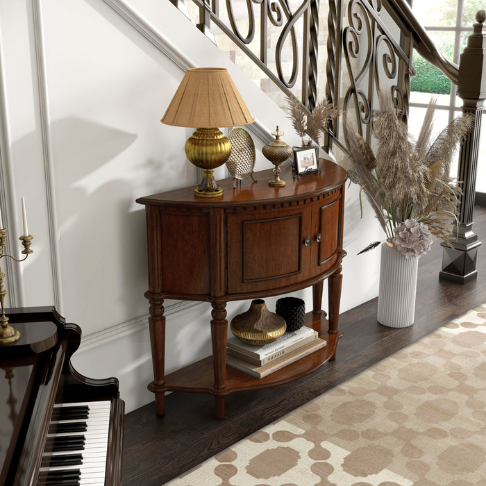 Lofton Traditional Brown Cherry Console Table