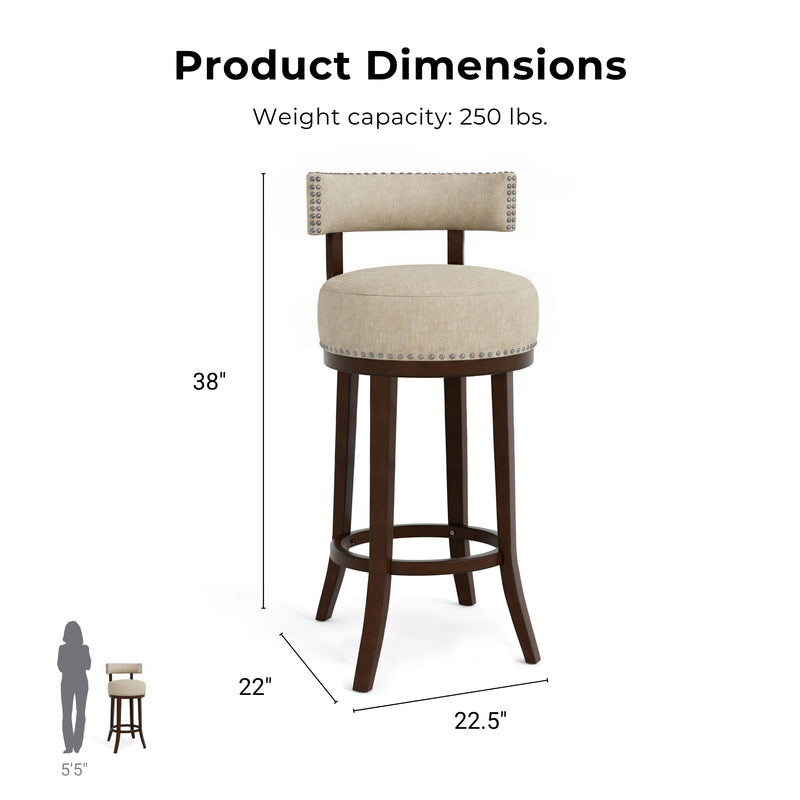 Fendeson Transitional Nailhead Swivel Barstool (Set of 2)
