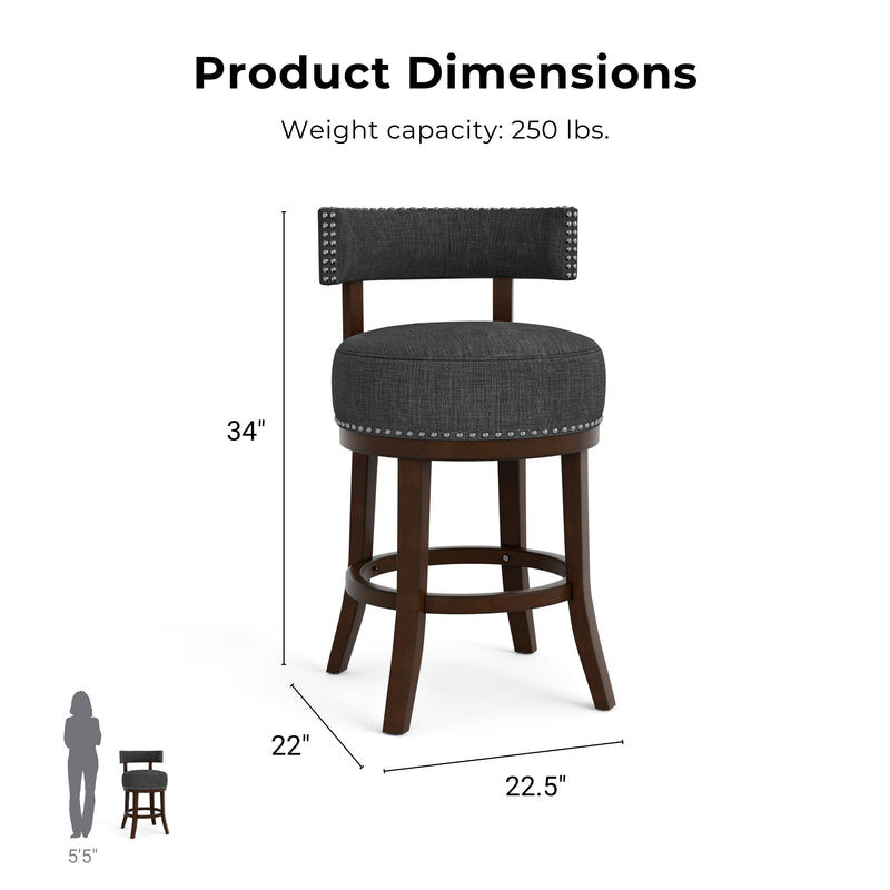 Fendeson Transitional Nailhead Swivel Barstool (Set of 2)