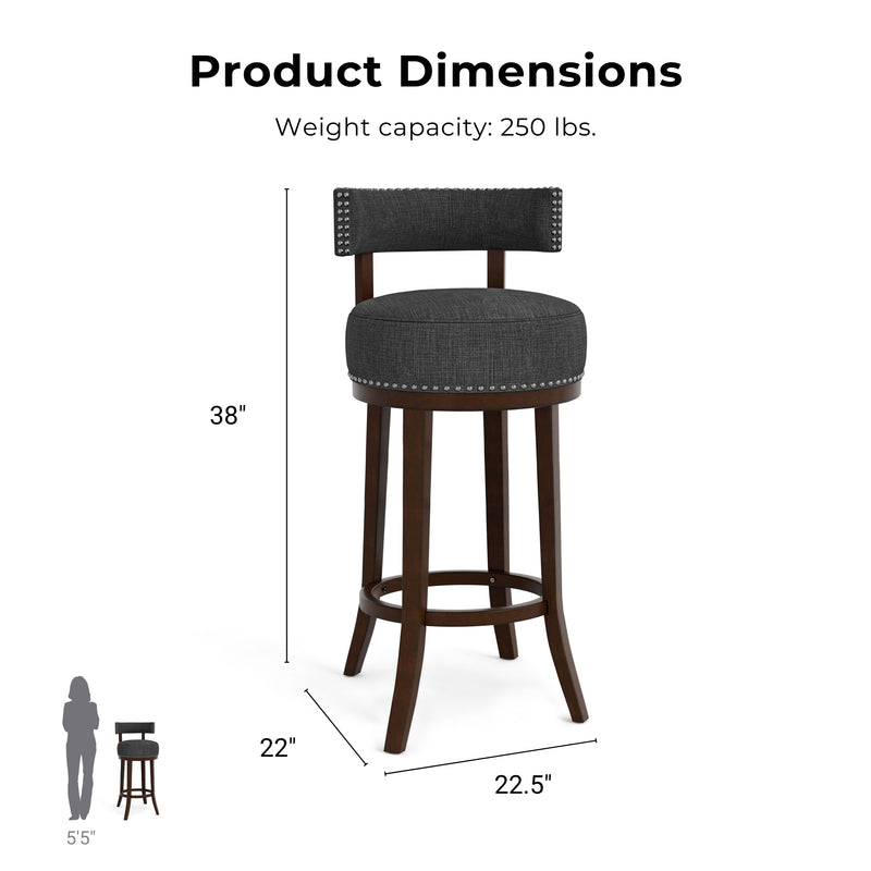 Fendeson Transitional Nailhead Swivel Barstool (Set of 2)