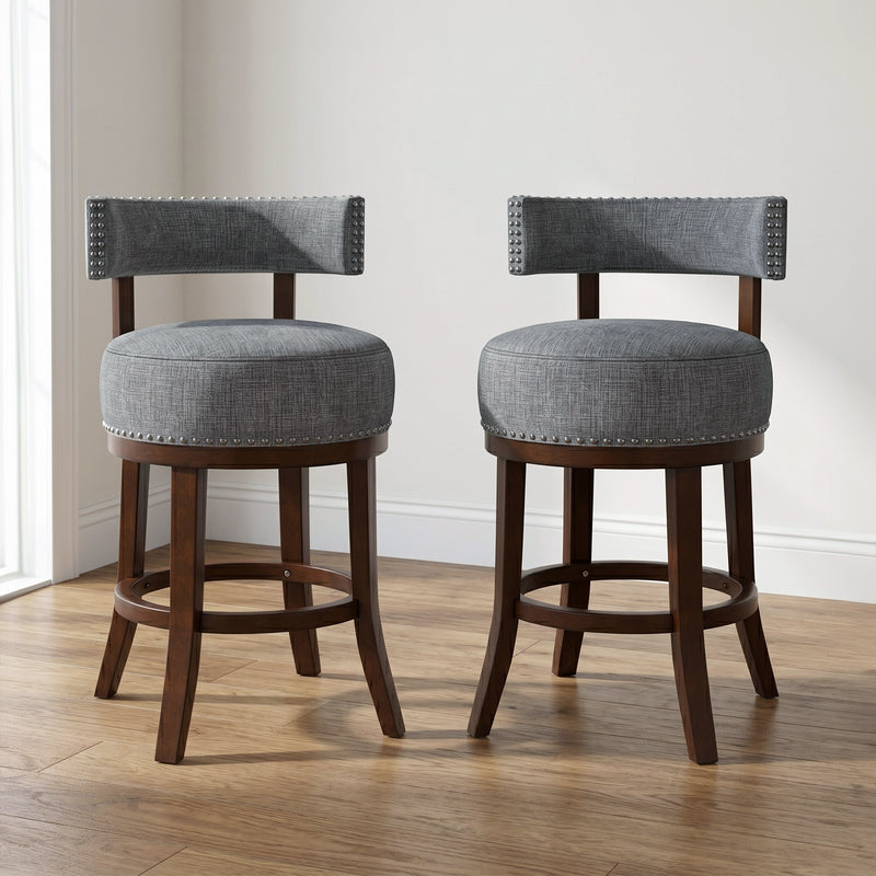 Fendeson Transitional Nailhead Swivel Barstool (Set of 2)