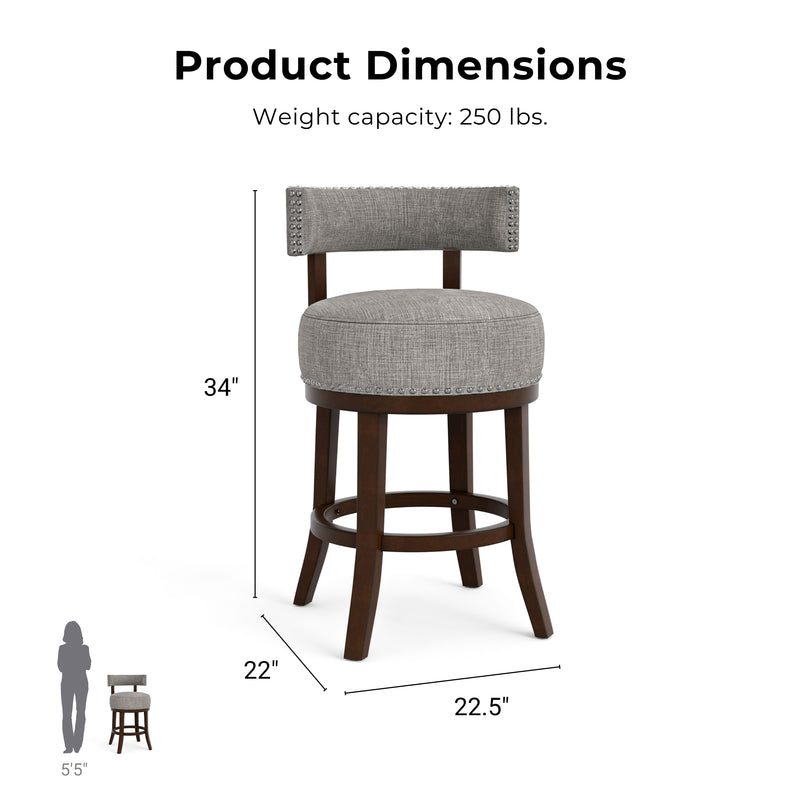 Fendeson Transitional Nailhead Swivel Barstool (Set of 2)