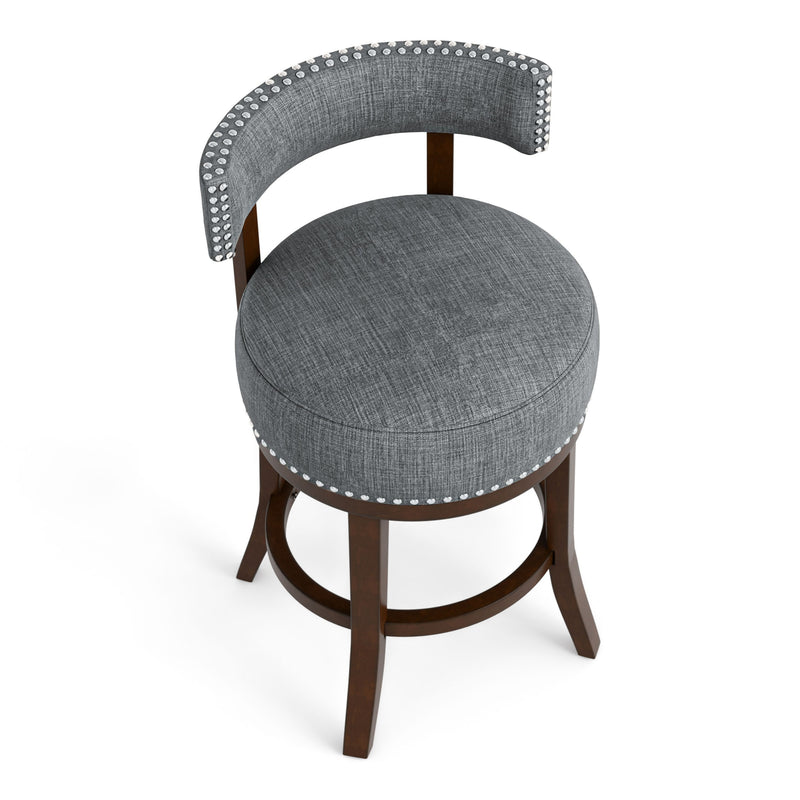 Fendeson Transitional Nailhead Swivel Barstool (Set of 2)
