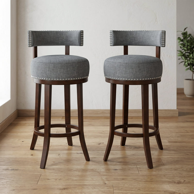 Fendeson Transitional Nailhead Swivel Barstool (Set of 2)