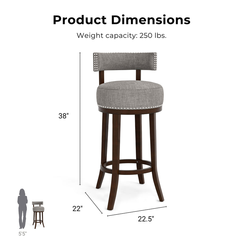 Fendeson Transitional Nailhead Swivel Barstool (Set of 2)