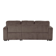 Back-facing chenille reversible sectional with storage chaise on a white background