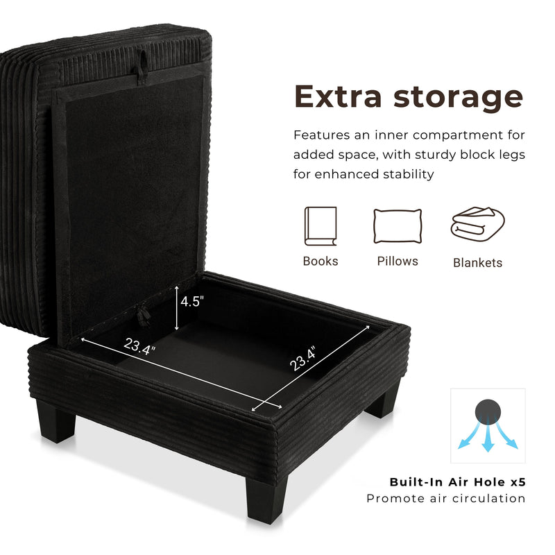 Xenia Modern Chenille Ottoman with Storage