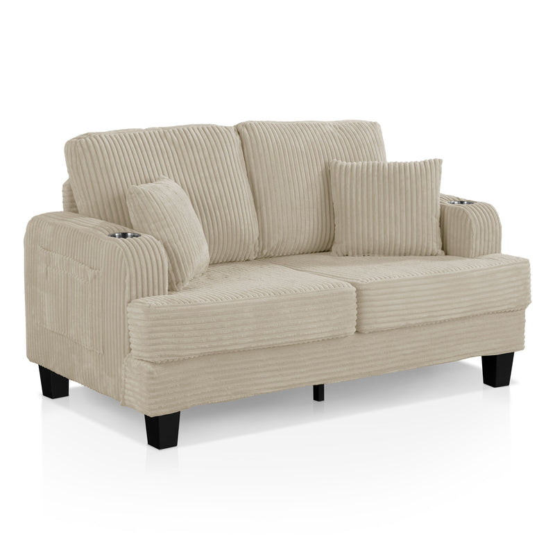 Xenia Modern Chenille Loveseat with Cup Holders