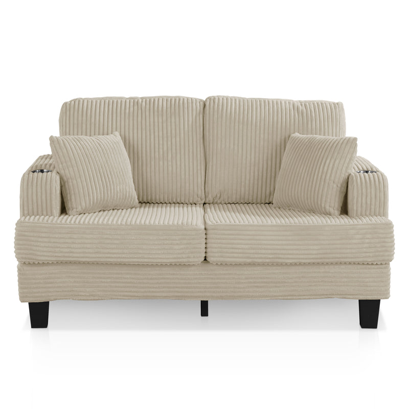 Xenia Modern Chenille Loveseat with Cup Holders