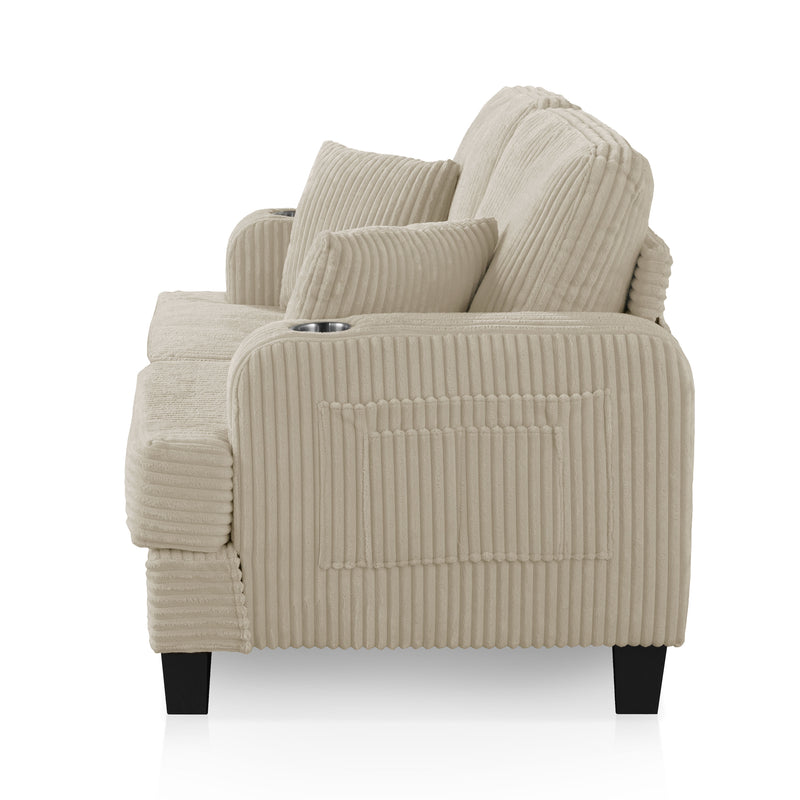 Xenia Modern Chenille Loveseat with Cup Holders
