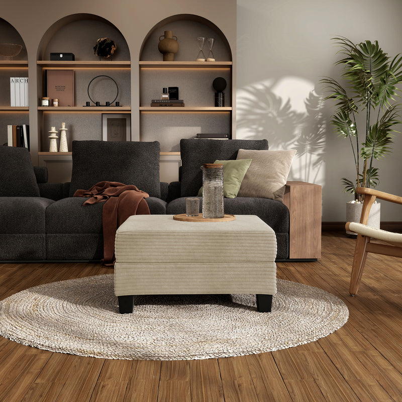 Xenia Modern Chenille Ottoman with Storage