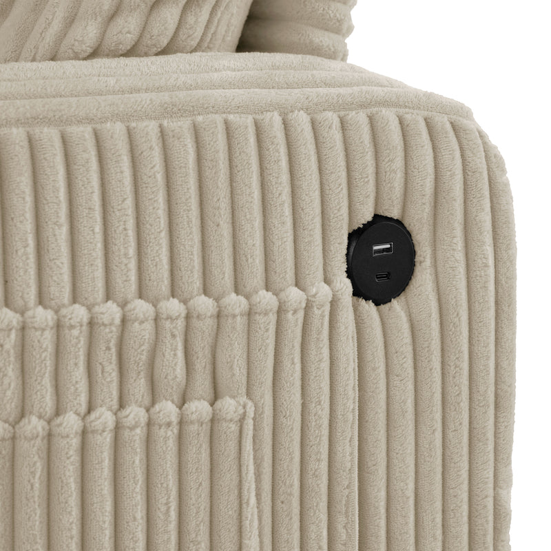 Xenia Modern Chenille Sofa with Cup Holders and USB Ports