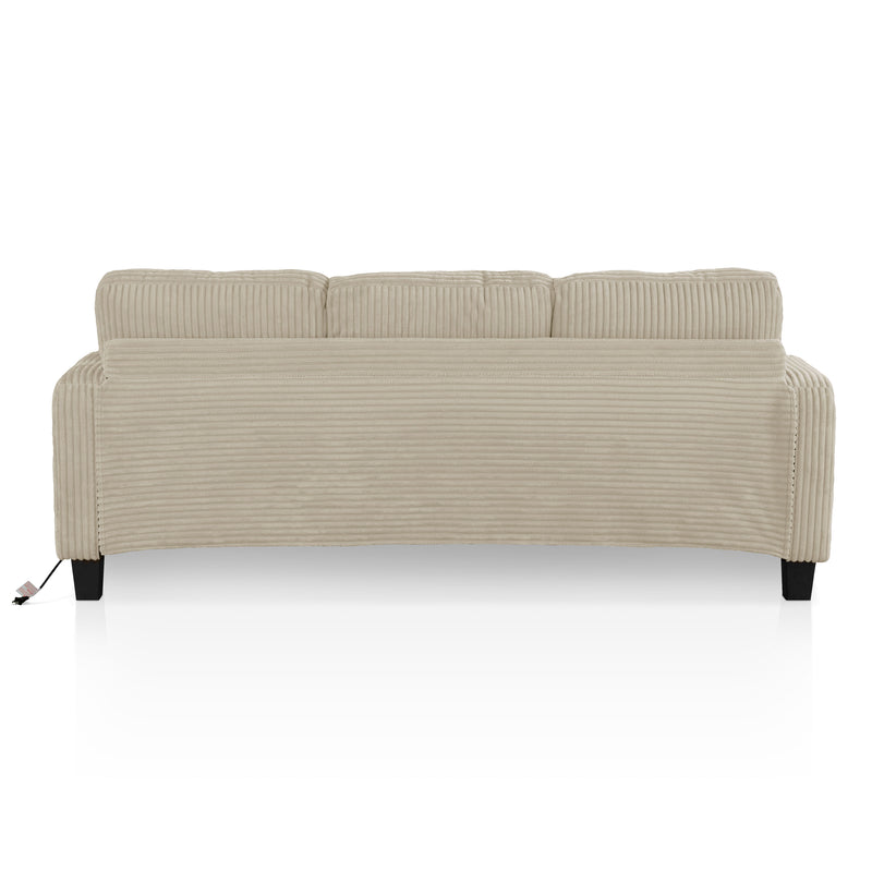Xenia Modern Chenille Sofa with Cup Holders and USB Ports