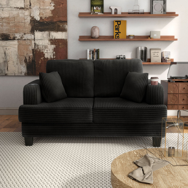 Xenia Modern Chenille Loveseat with Cup Holders