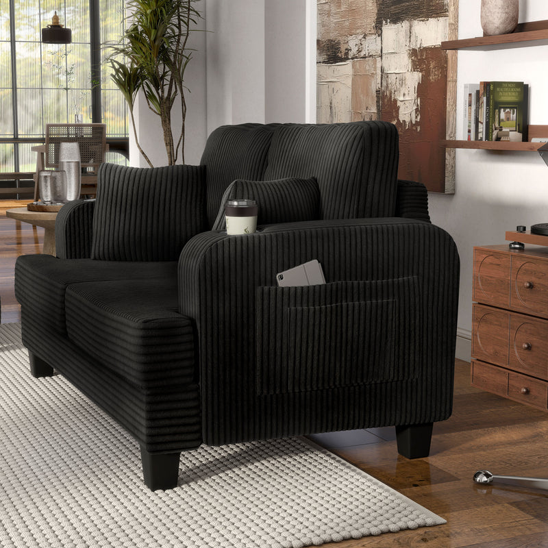 Xenia Modern Chenille Loveseat with Cup Holders