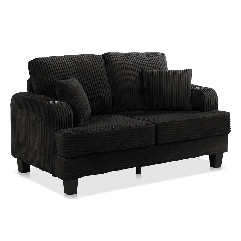 Xenia Modern Chenille Loveseat with Cup Holders