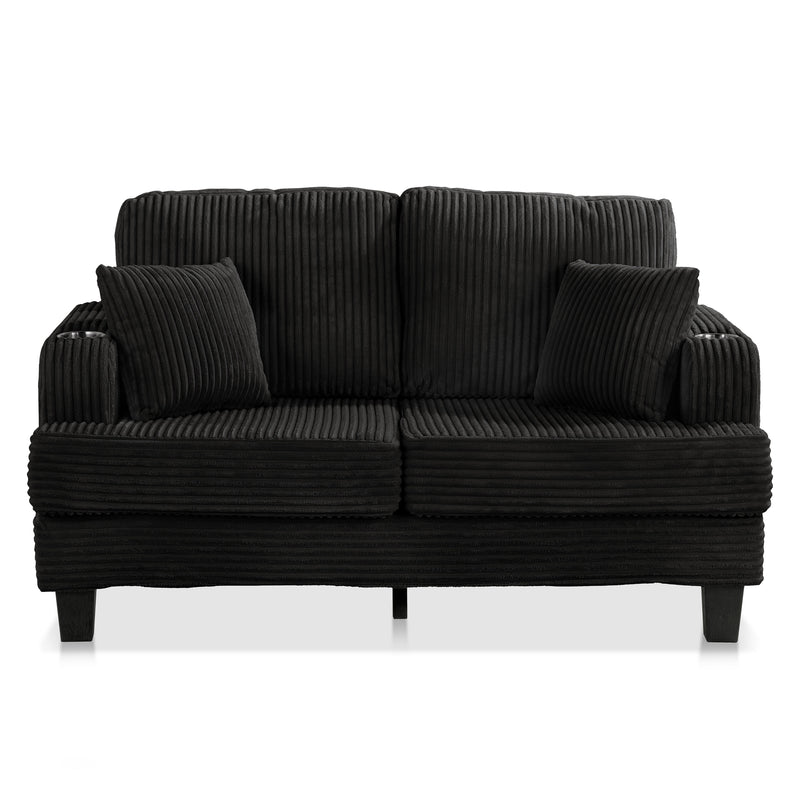 Xenia Modern Chenille Loveseat with Cup Holders